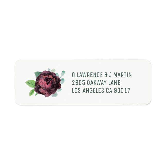 Burgundy Rose Rücksendeadressen-Aufkleber (Vorne)