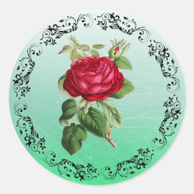 Burgundy Rose Sage Green Stickers (Vorderseite)