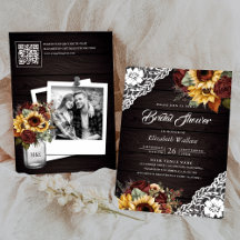 Burgundy Rose Sonnenblumen QR Code Brautparty