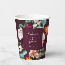 Burgundy Rose und Ranunculus Wedding Pappbecher