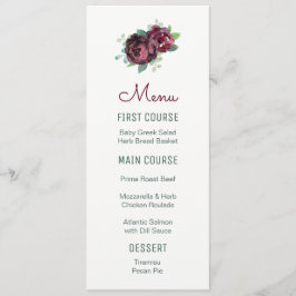 Burgundy Rose Wasserfarbene Blume Menus Menükarte
