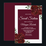 Burgundy Rose Weißer Border Sweet 16 Einladung<br><div class="desc">Burgundy Rose Weißer Border Sweet 16 Einladung Siehe Matching Kollektion im Geschäft</div>