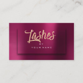 Burgundy RoseGold Metallic Typograph Makeup Lashes Visitenkarte