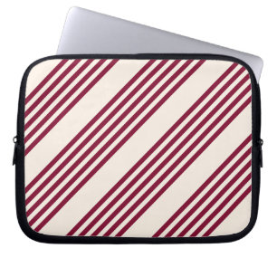 Burgundy rot und beige 5 Streifen Muster Laptopschutzhülle