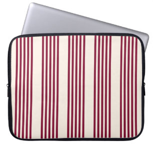 Burgundy rot und beige 5 Streifen Muster Laptopschutzhülle