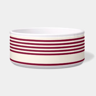 Burgundy rot und beige 5 Streifen Muster Napf