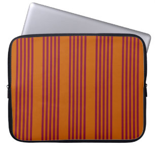 Burgundy rot und verbrannt orange fünf Streifen Mu Laptopschutzhülle