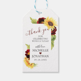 Burgundy Rote Rose Sonnenblumen Gastgeschenk Hochz Geschenkanhänger