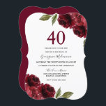 Burgundy Rote Rosen Elegantes 40. Geburtstags-Part Einladung<br><div class="desc">Burgundy Rote Rosen Elegant 40. Geburtstagsfeier Party Einladung Siehe Matching Collection in Niche und Nest Store</div>