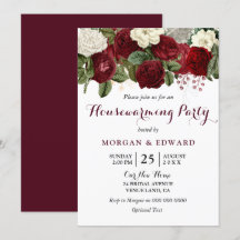 Burgundy Rote Rosen Party einladen