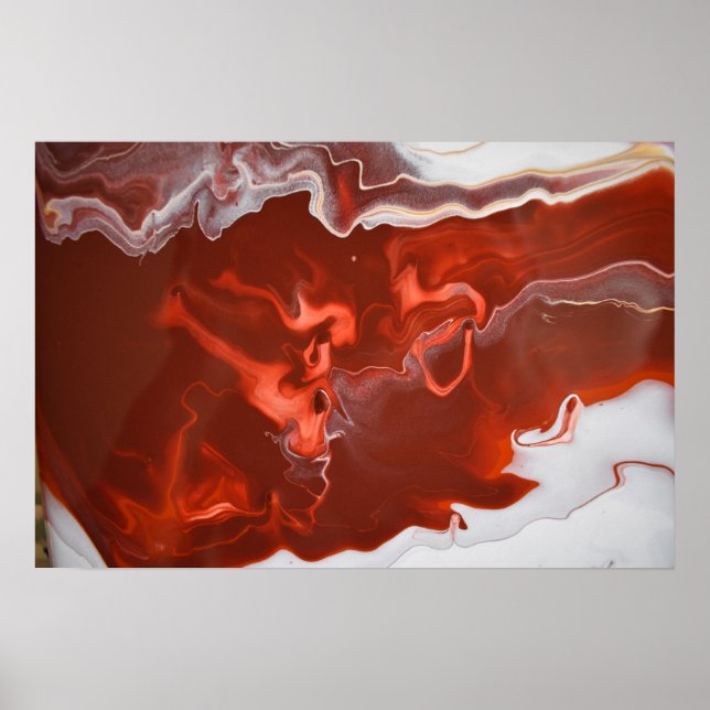 Burgundy Rust Dark Red Marble Akryllische Kunst Ab Poster (Vorne)