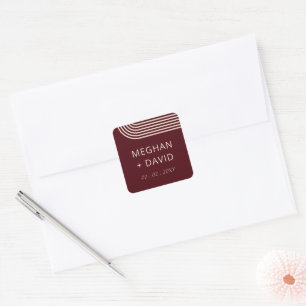 Burgundy Rustic Boho Arched Modern Wedding Quadratischer Aufkleber