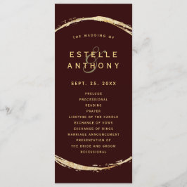 Burgundy Rustic Gold Circle Ampere und Hochzeit Programm