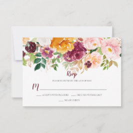 Burgundy Saffron Pink Mauve Rustikale UAWG RSVP Karte