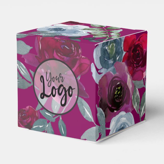 Burgundy Sage Green und Dusty Blue Floral Geschenkschachtel (Rückseite)
