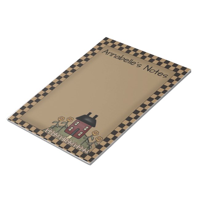Burgundy Saltbox & Sonnenblumen Personalisiert Hin Notizblock (angewinkelt)