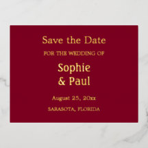 Burgundy Save the Date Foil Einladung Postkarte