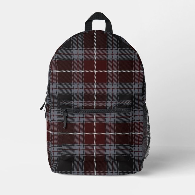 Burgundy Scholar Kariert Bedruckter Rucksack (Vorderseite)