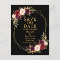 Burgundy Schwarz Geo Frame Save the Date