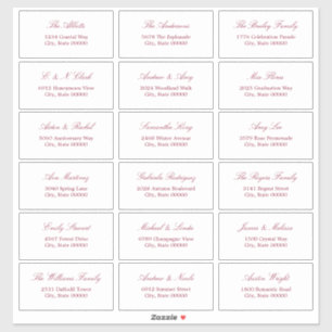 Burgundy Script 18 Guest Address Labels
