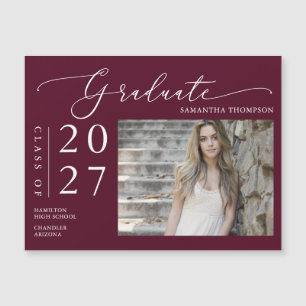 Burgundy Script High School Graduate Foto Magnet