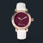 Burgundy Script | Stilvolle Monogram modern Armbanduhr<br><div class="desc">Ein einfaches,  individuelles Monogramm-Design in einer lässigen Handschrift in auffallendem monochromen Burgundy. Das Monogramm kann leicht personalisiert sein,  um ein Design so einzigartig wie Sie sind zu machen! Das perfekte trendige Geschenk oder Accessoire für jeden Anlass.</div>
