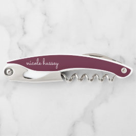 Burgundy Script | Stilvolle Monogram modern Kellnermesser