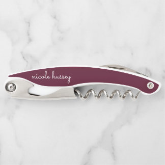 Burgundy Script | Stilvolle Monogram modern Kellnermesser