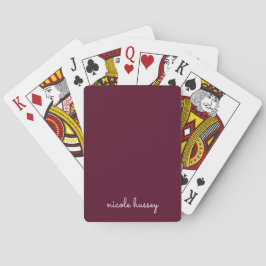 Burgundy Script | Stilvolle Monogram modern Spielkarten