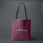 Burgundy Script | Stilvolle Monogram modern Tasche<br><div class="desc">Ein einfaches,  individuelles Monogramm-Design in einer lässigen Handschrift in auffallendem monochromen Burgundy. Das Monogramm kann leicht personalisiert sein,  um ein Design so einzigartig wie Sie sind zu machen! Das perfekte trendige Geschenk oder Accessoire für jeden Anlass.</div>