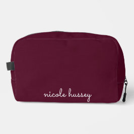 Burgundy Script | Stilvolle Monogram modern Waschbeutel