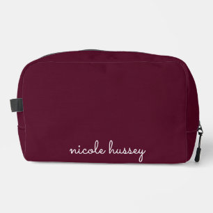 Burgundy Script   Stilvolle Monogram modern Waschbeutel