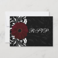 Burgundy Scroll Gerbera Daisy avec noir RSVP