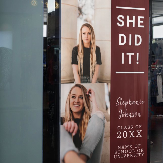 Burgundy sie machte es Foto Collage Abschluss Banner (Von Creator hochgeladen)