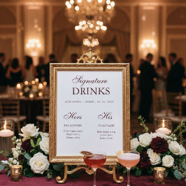 Burgundy Signature Drink wedding sign Poster