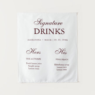 Burgundy Signature Drink wedding sign Wandteppich