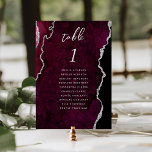Burgundy Silver Agate Wedding Tischnummer<br><div class="desc">This elegant modern wedding table number card features a burgundy red watercolor agate background trimmed with faux silver glitter. The word "table" appears in silver gray handwriting script. Add the names of your guests who are assigned to each table.</div>