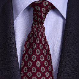 Burgundy & Silver Bitcoin Crypto-Münzmuster Krawatte
