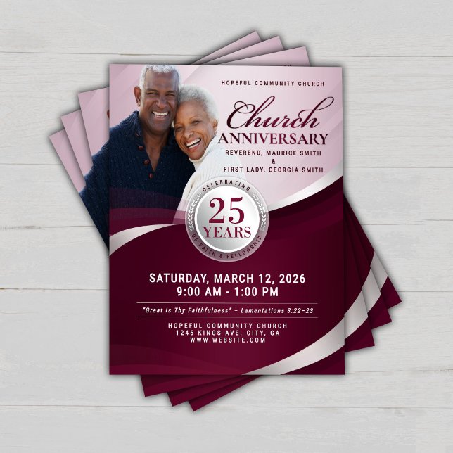 Burgundy & Silver Church Anniversary Flyer (Von Creator hochgeladen)