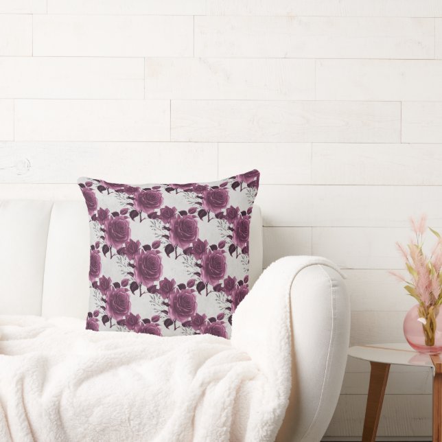 Burgundy Silver Floral Kissen (Liege)