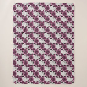 Burgundy Silver Floral Sherpadecke
