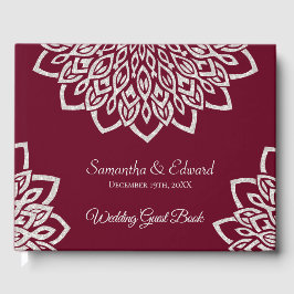 Burgundy Silver Glitzer Elegantes Wedding Gästebuc Gästebuch