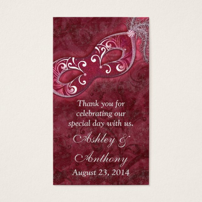 Burgundy Silver Masquerade Gastgeschenk Hochzeit T (Vorderseite)
