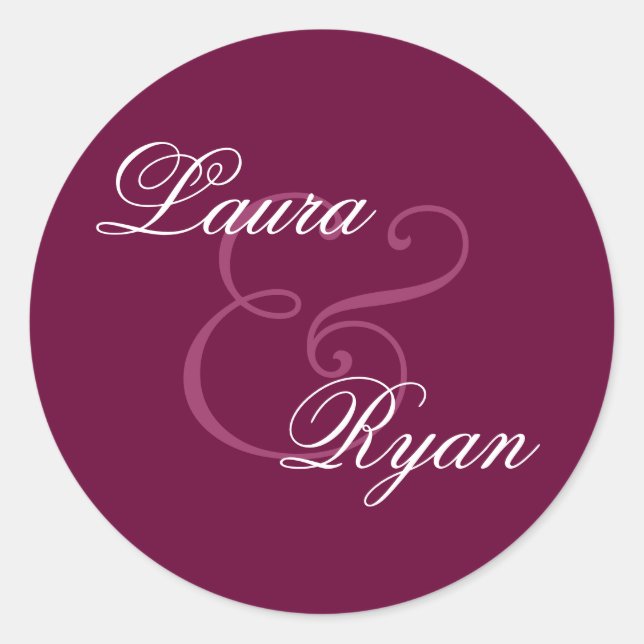 BURGUNDY SILVER PINK Monogram Wedding Sticker (Vorderseite)