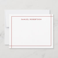 Burgundy Simple Border Corner Square Note Card