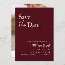 Burgundy Simple Calligraphy Foto Save the Date