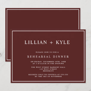 Burgundy Simple Chic Rehearer Dîner Invitation