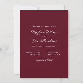 Burgundy Simple Elegante Moderne Hochzeitseinladun Einladung