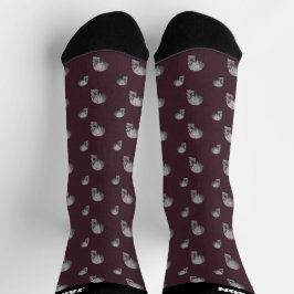 Burgundy Skull Halloween Socks with Name Socken