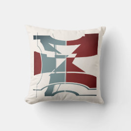 Burgundy Slate Off-White Curved Geometric Design Kissen